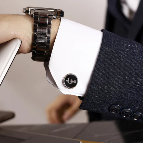 Calligraphic Urdu Name Stone Cufflinks