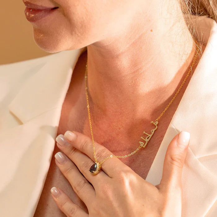 Personalized Birthstone Arabic Name Necklace