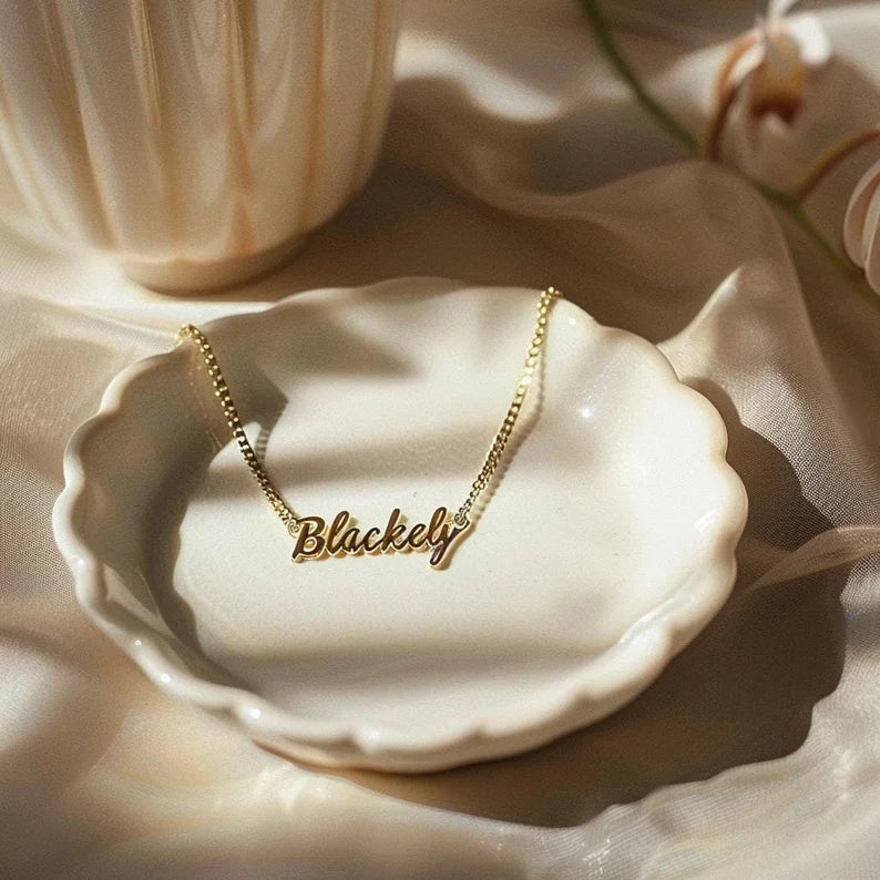 Minimalist Gold Necklace with Name