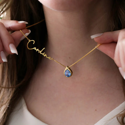 CuSIGNATURE BIRTHSTONE stom Heart Necklace