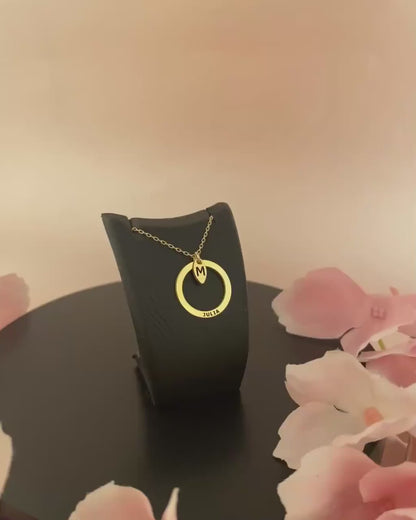 14K Solid Gold Minimalist Tag Name Circle Necklace